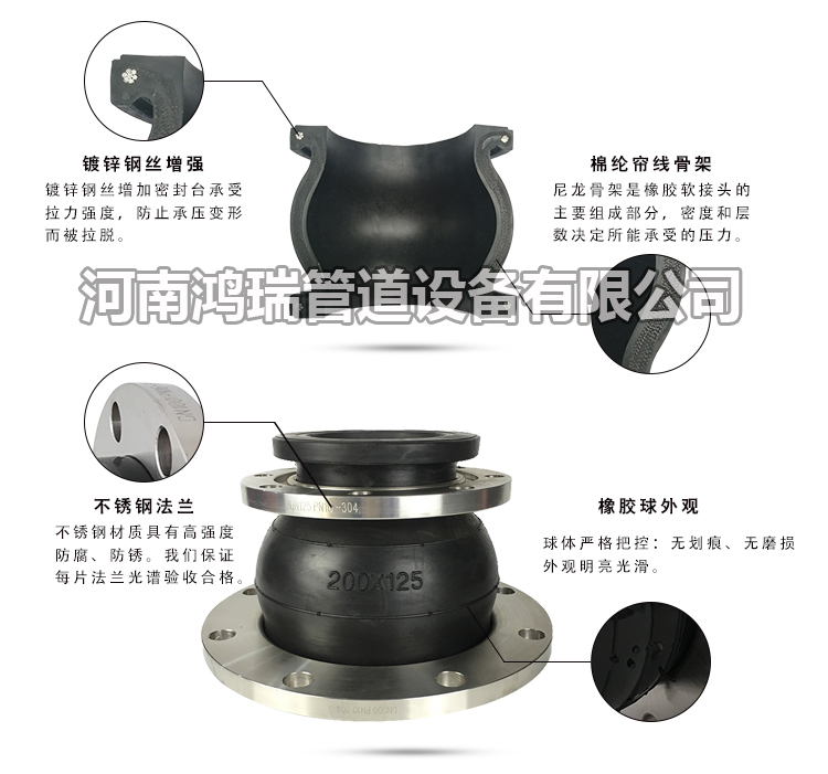 304不銹鋼法蘭同心異徑橡膠接頭優(yōu)質(zhì)橡膠軟接頭變徑橡膠接頭